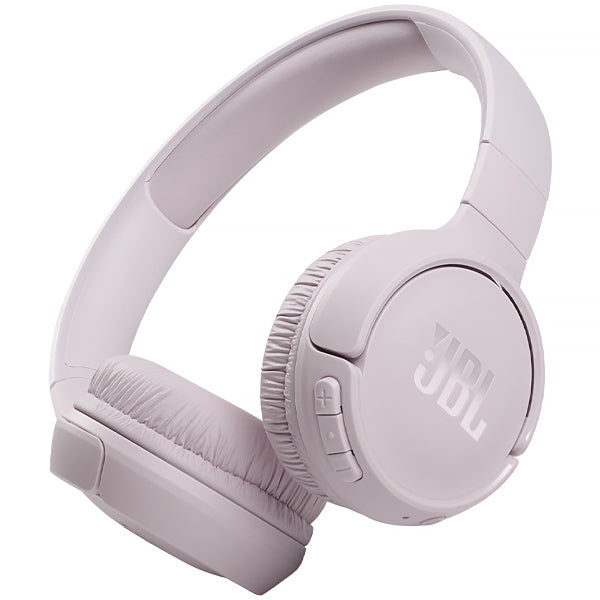 Wireless JBL TUNE 510BT headphones in pink with Bluetooth, Pure Bass sound, and integrated controls.