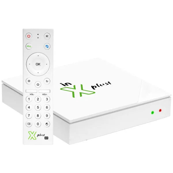 Receptor FTA In XPlus V3 with IPTV, 16GB eMMC, 2GB RAM in white.