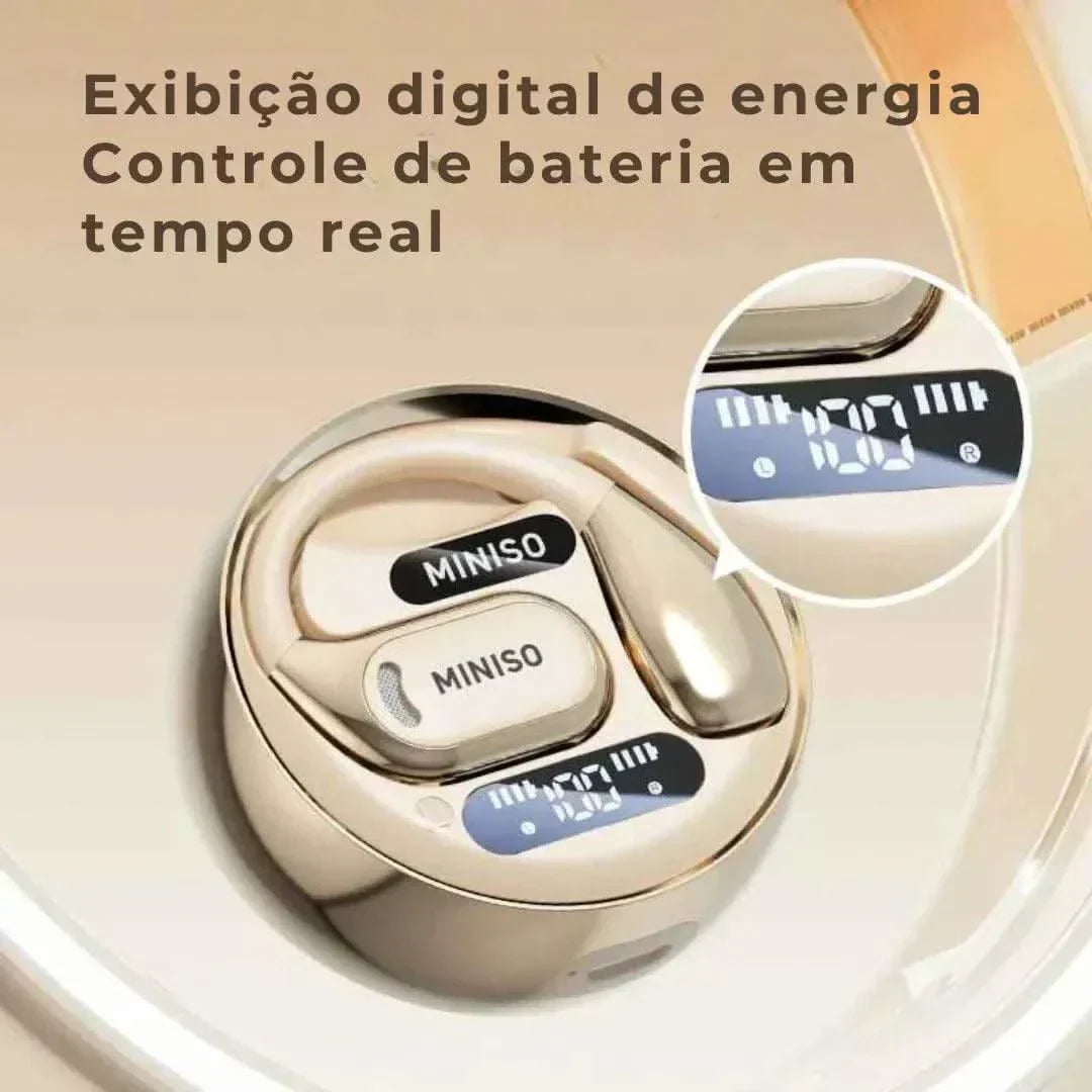 Fone Bluetooth Miniso MS169 displaying digital energy and real-time battery control.