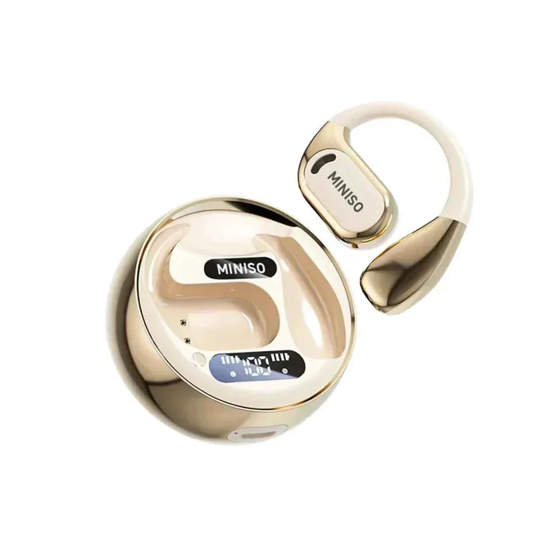 Fone Bluetooth Miniso MS169 with charging case, offering comfortable open-ear design and quality sound.