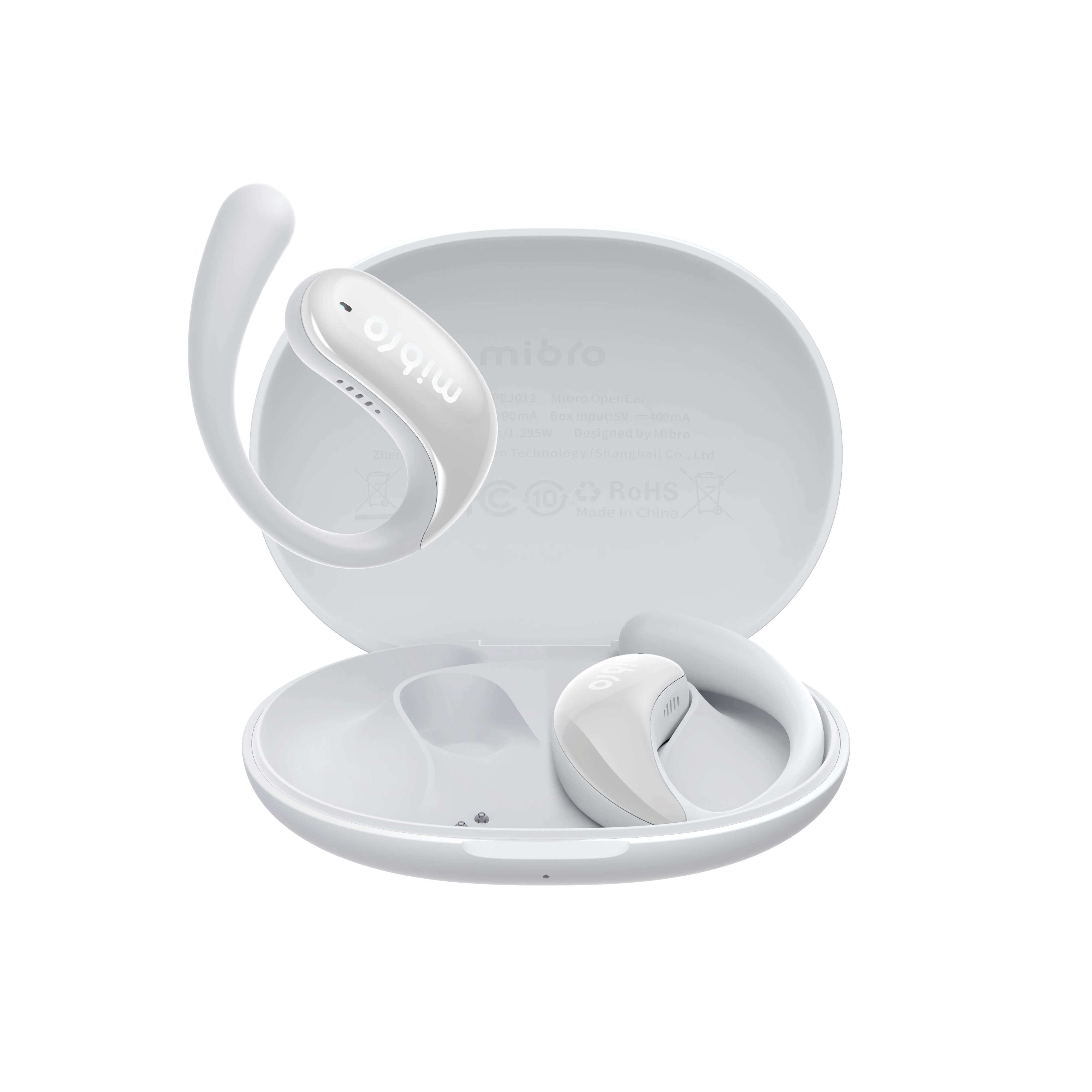 Mibro OpenEar multi-purpose gadget with open-ear earphones in a sleek charging case.