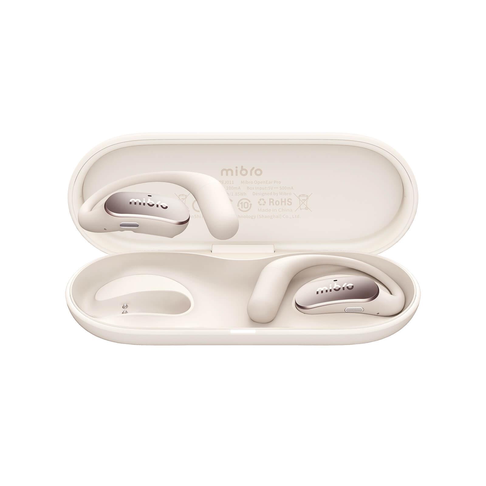 Mibro OpenEar Pro open-ear sport earphones in charging case, compact and lightweight design.