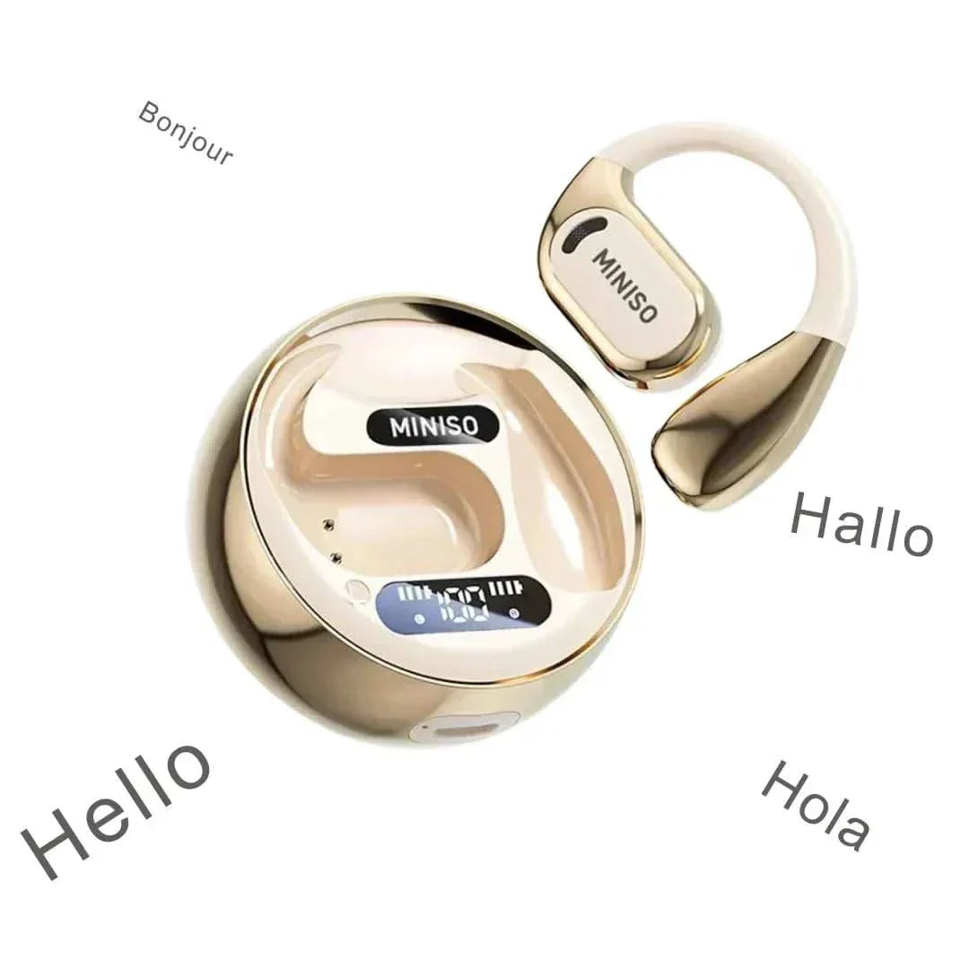 Bluetooth earphones Miniso MS169 in a charging case, offering comfort and high-quality sound.