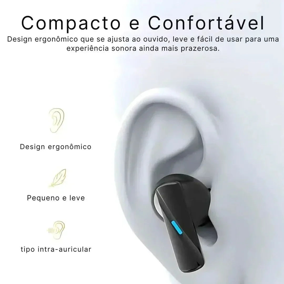 In-ear headphones with ergonomic design and compact fit in the ear.