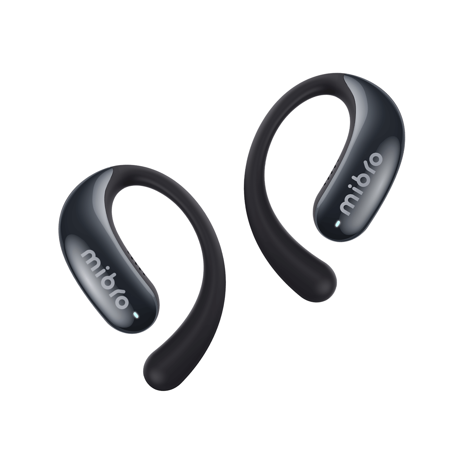 Mibro OpenEar wireless open-ear earbuds showcasing sleek black design.